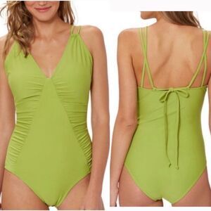 Marilyn Monroe Green Ruched One-Piece Swimsuit S